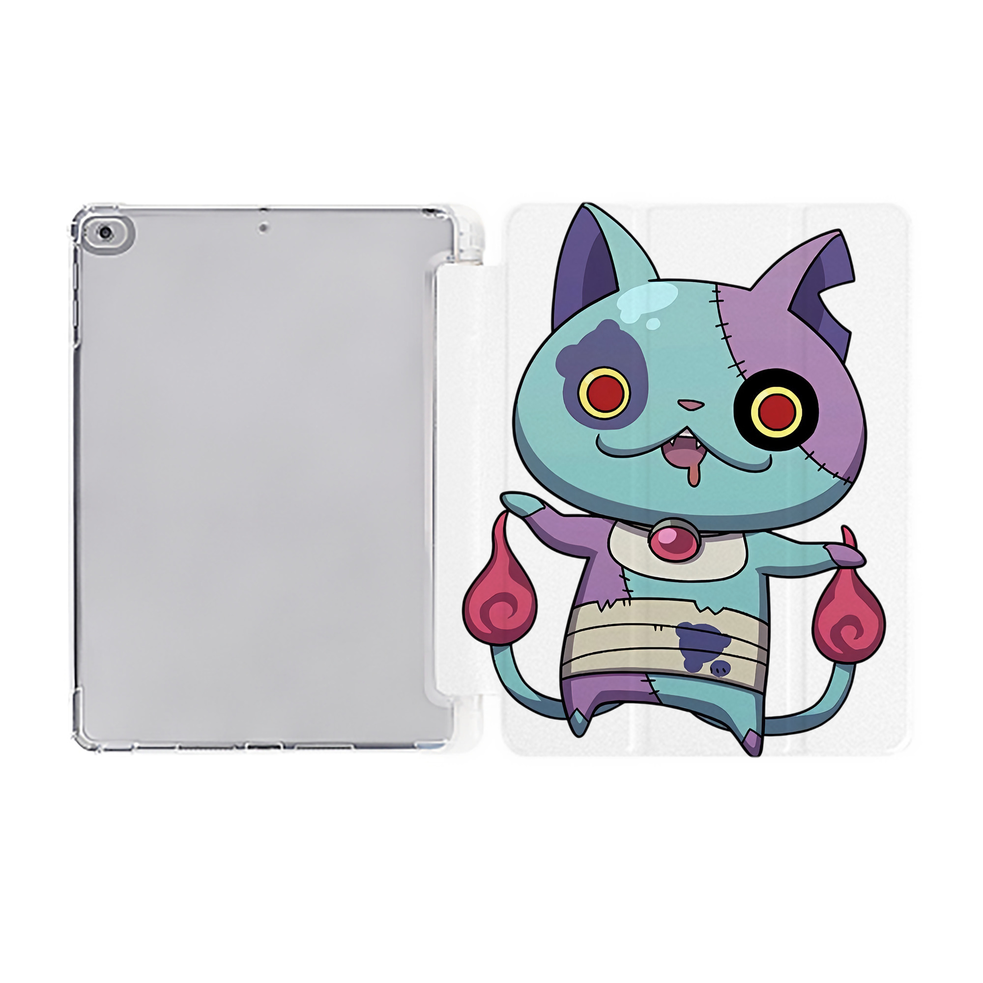 （画像用） 妖怪ウォッチ Yo-kai Watch IPad ケース ペン収納付き 三つ折りスタンド PUレザー×シリコン 対応機種9.5/10.5/10.9インチ